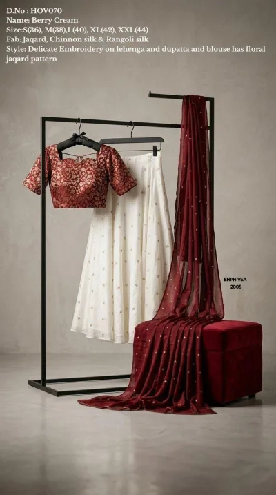 Cream & Maroon Classic Lehenga – Cream & Maroon